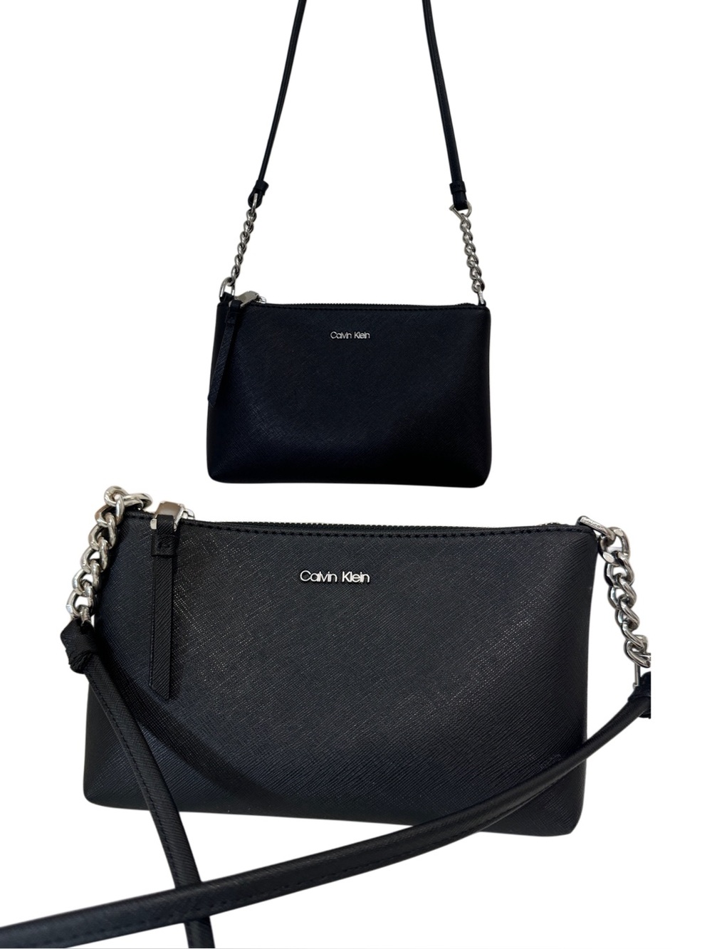 Calvin Klein Jet Black Crossbody Chain-Strap Bag